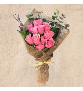Pink Roses with Lavanders